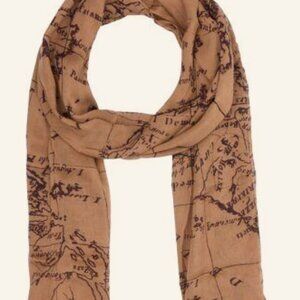 Patricia Nash Brown and Red Signature Map Scarf